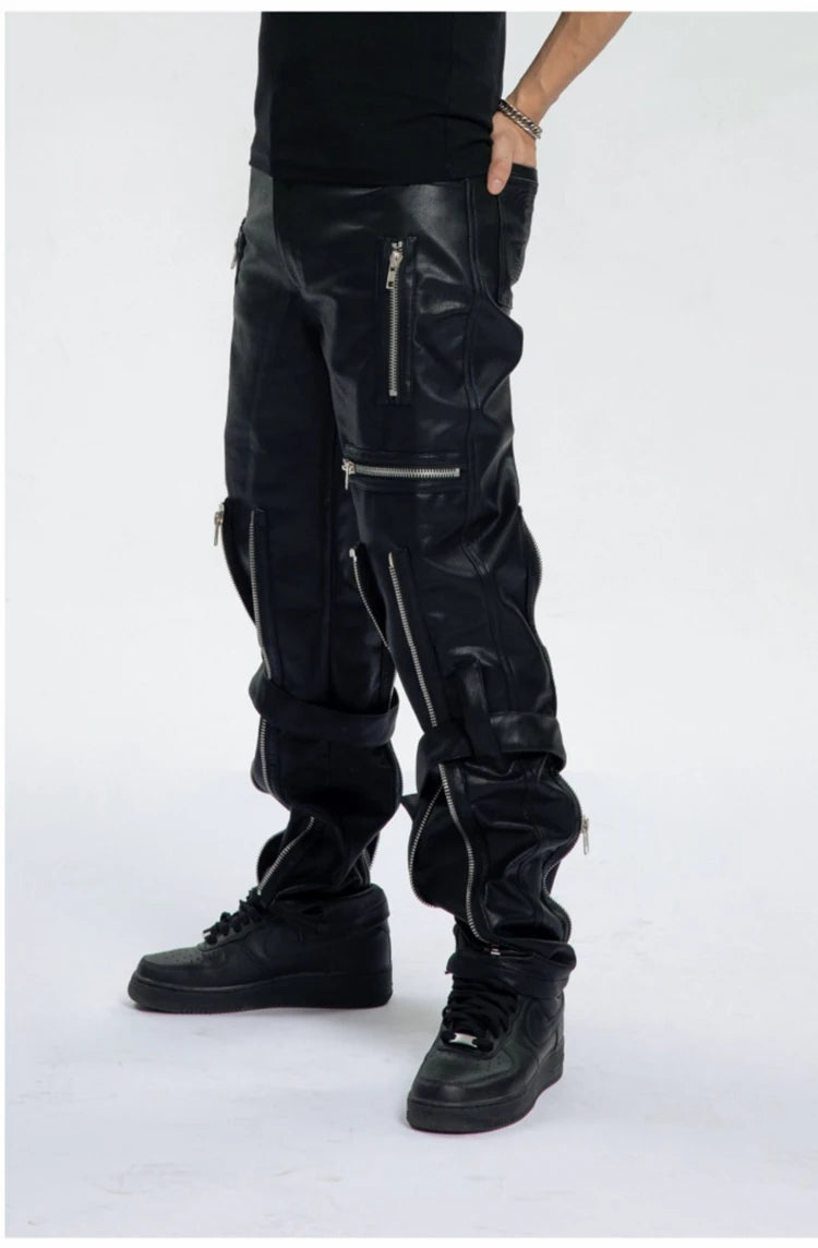 Mauroicardi Spring Black Pu Leather Pants