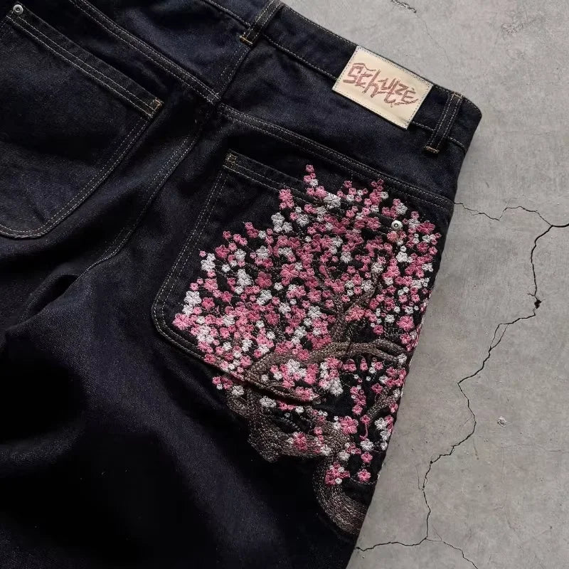Y2K Harajuku Cherry Blossom Jeans