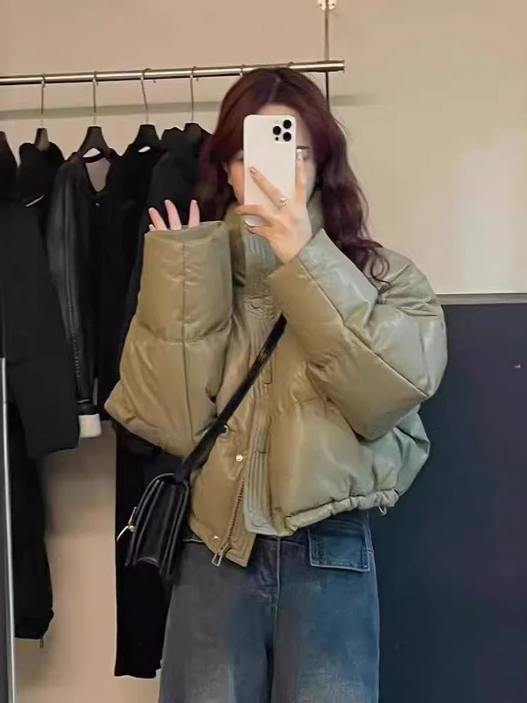 Solid Color Cropped Coat