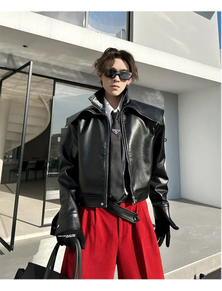 Mauroicardi Spring Autumn  Faux Leather Jacket