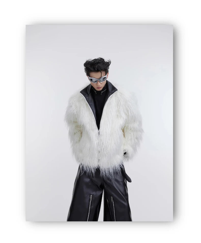 Mauroicardi Winter Shaggy Faux Mongolian Fur Coat