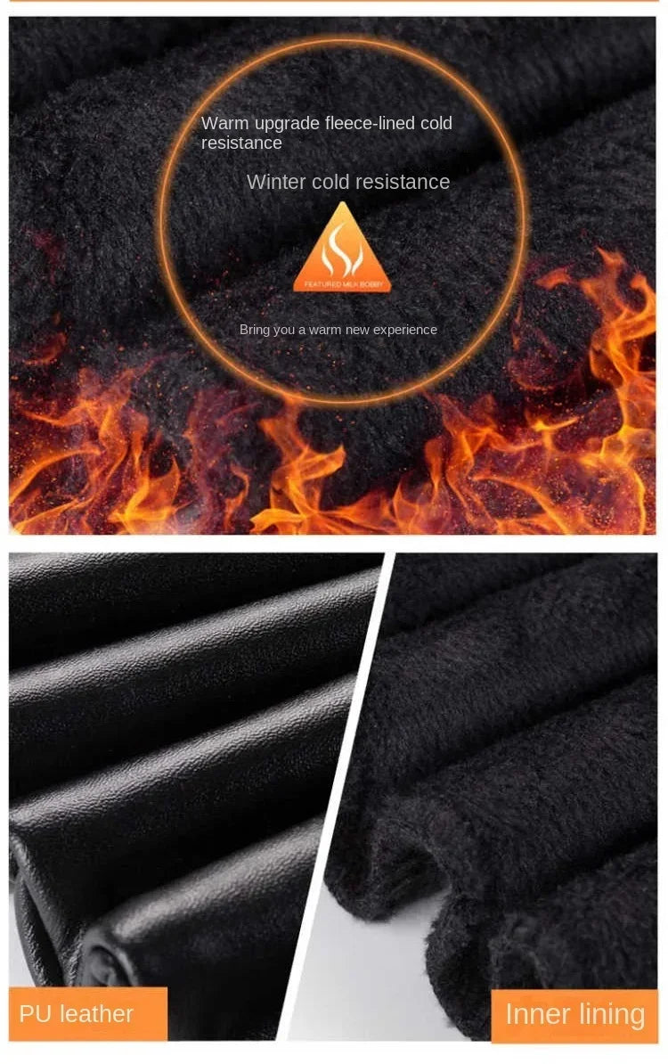 Cashmere PU Leather Pants