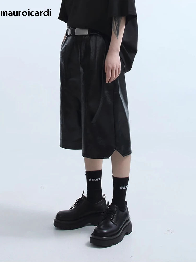 Mauroicardi  Black Pu Leather Shorts