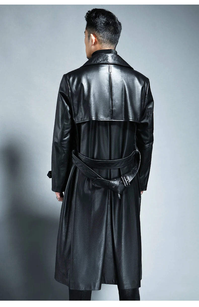 Mauroicardi Waterproof Pu Leather Trench Coat