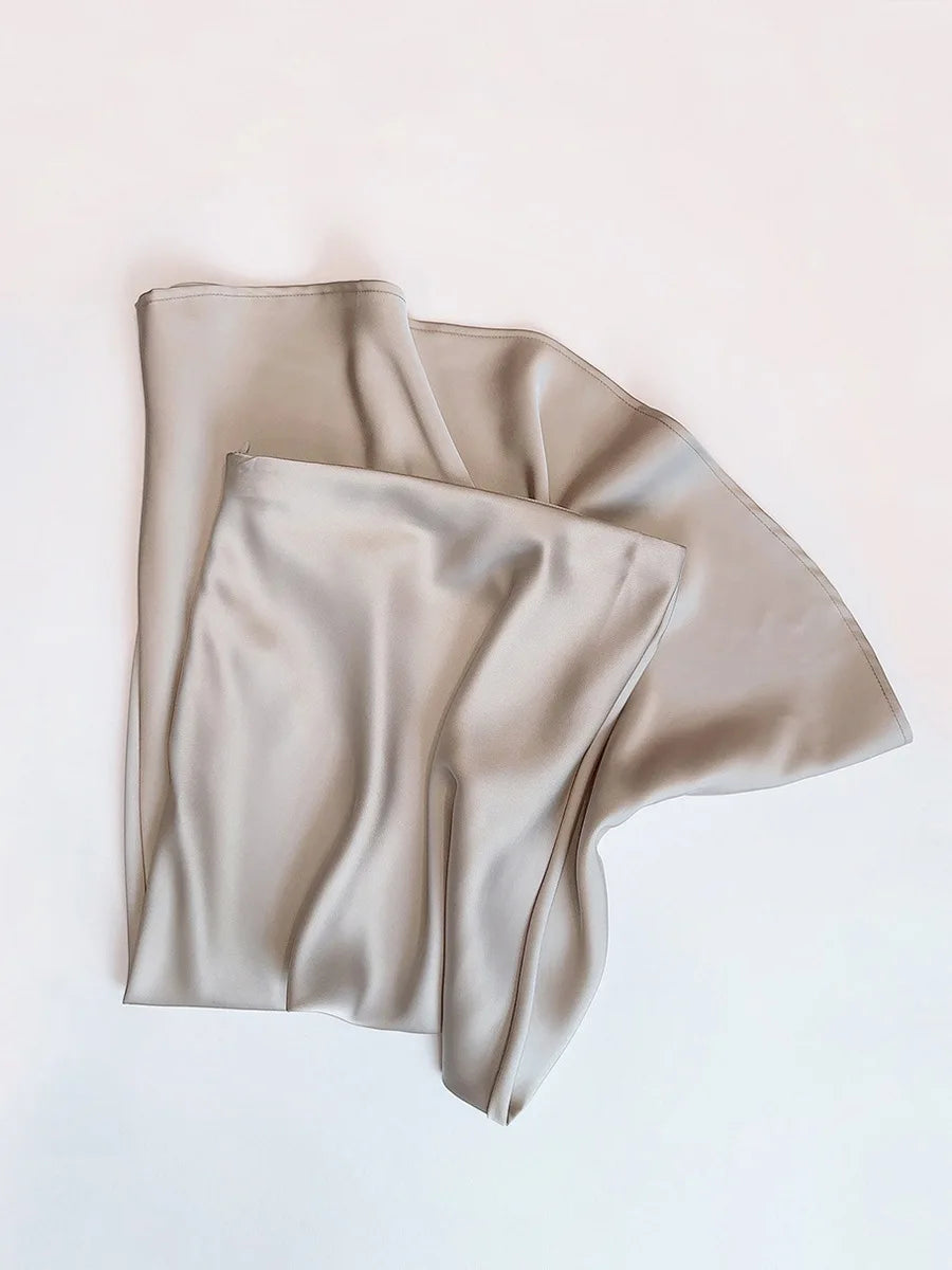 French Style Chic High-Waisted Satin Skirt