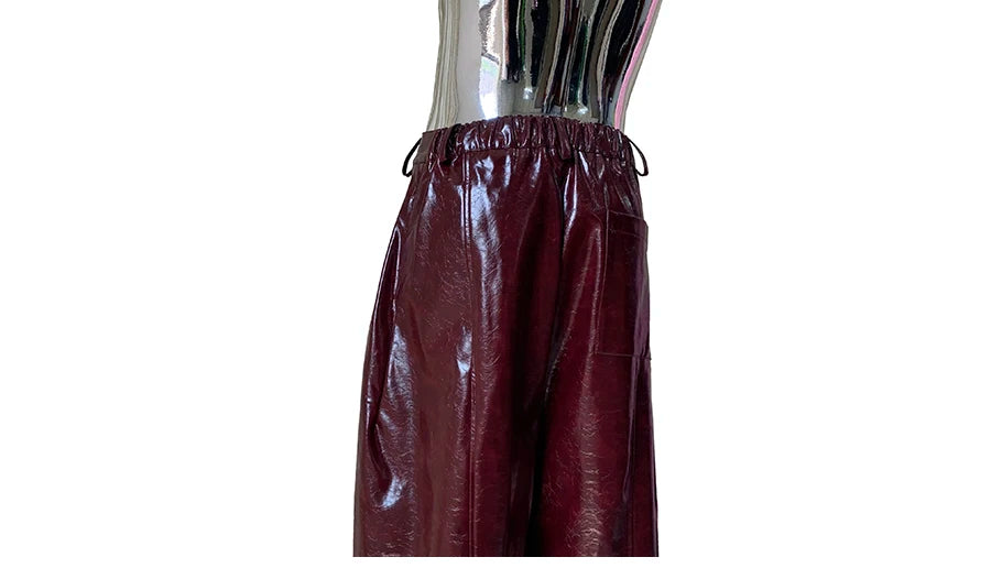 Mauroicardi Shiny Burgundy Pu Leather Straight Short