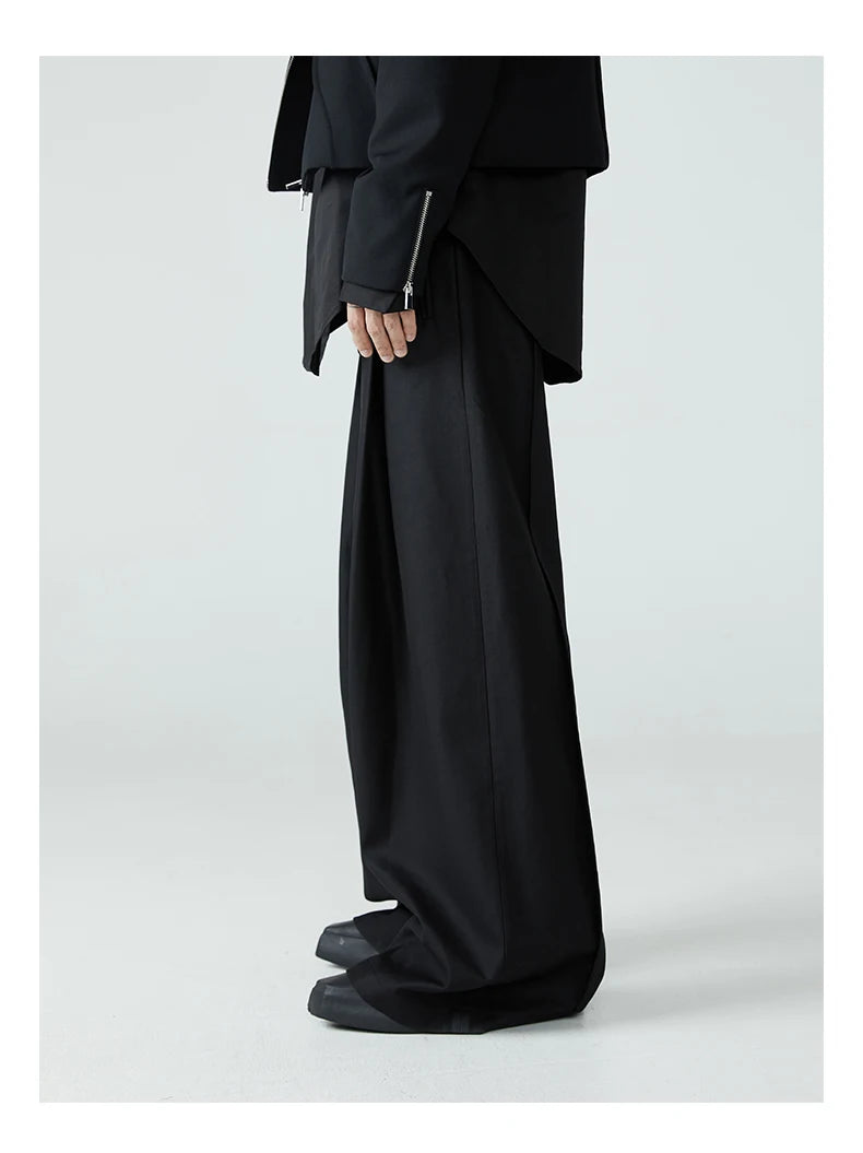 Mauroicardi Casual Baggy Pleated Wide Leg Pants