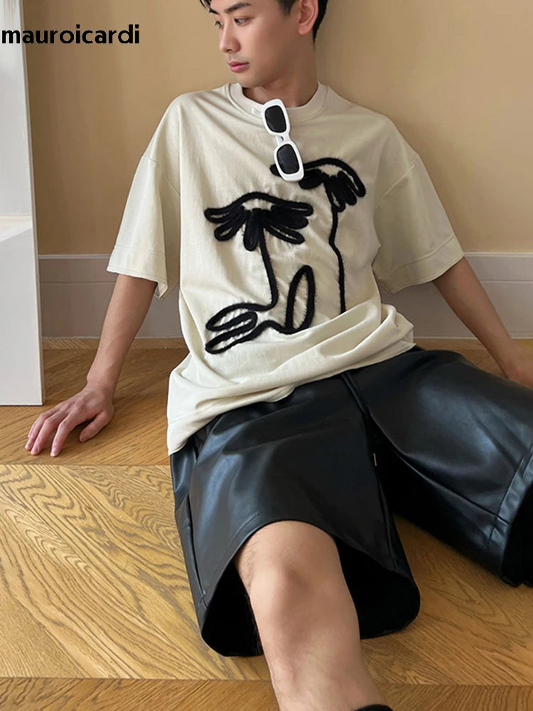 Mauroicardi  Black Pu Leather Straight Shorts