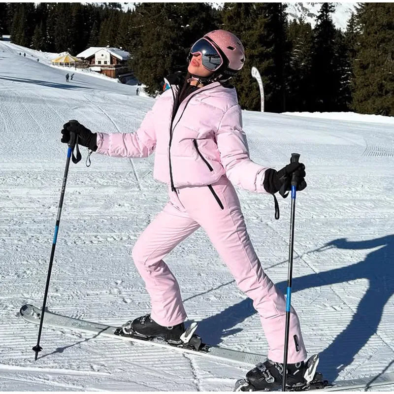 Windproof Two Piece Women Ski Suit