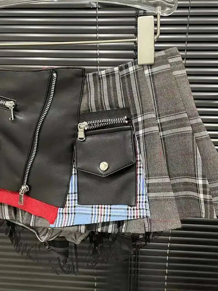 DEAT Patchwork Mini Skirt