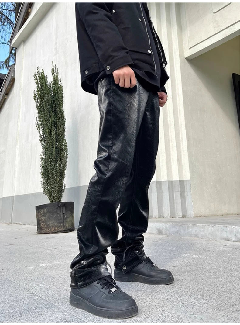 Mauroicardi Snake Skin Patent Pu Leather Pants