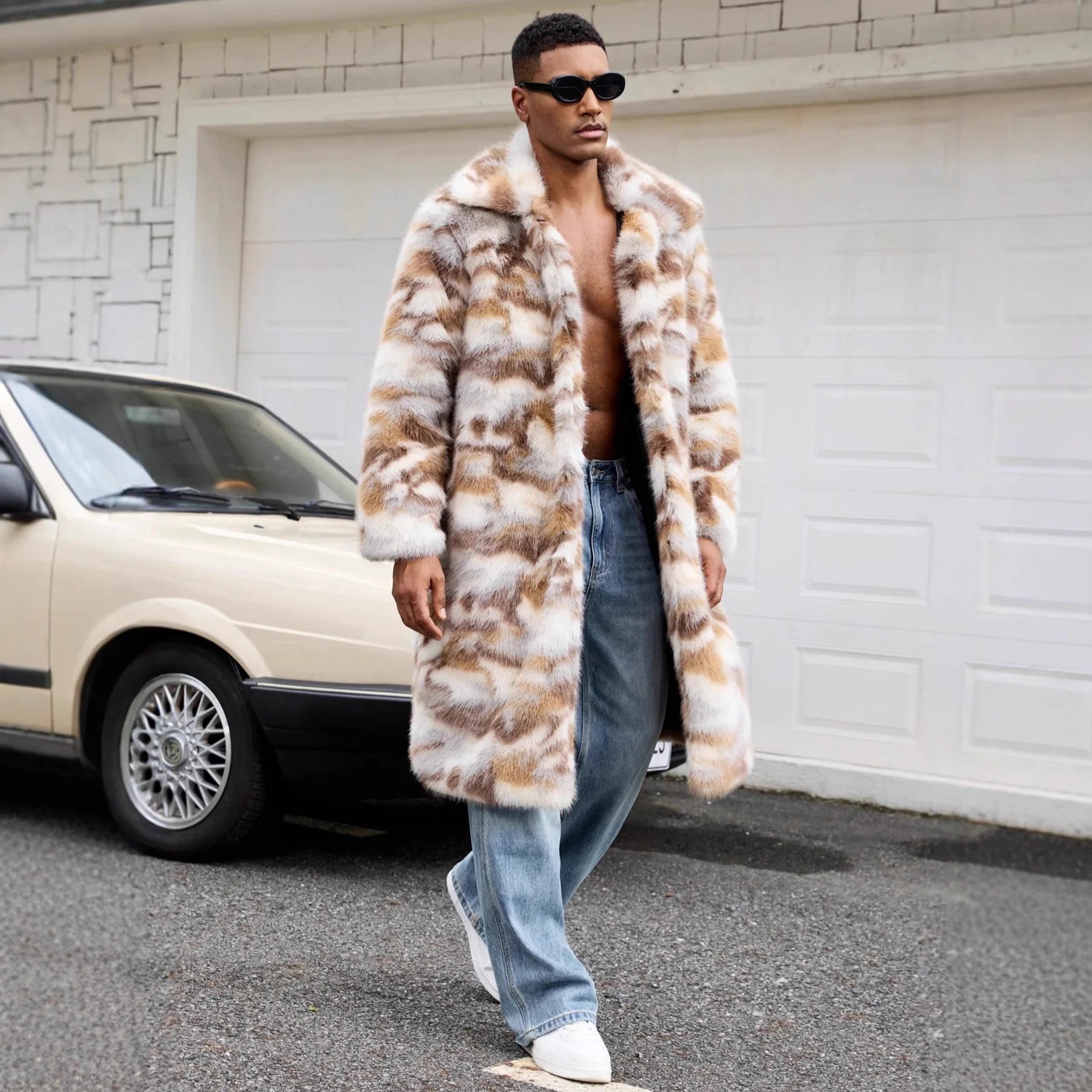 Winter Turn-down Collar Loose Faux Fur Coats