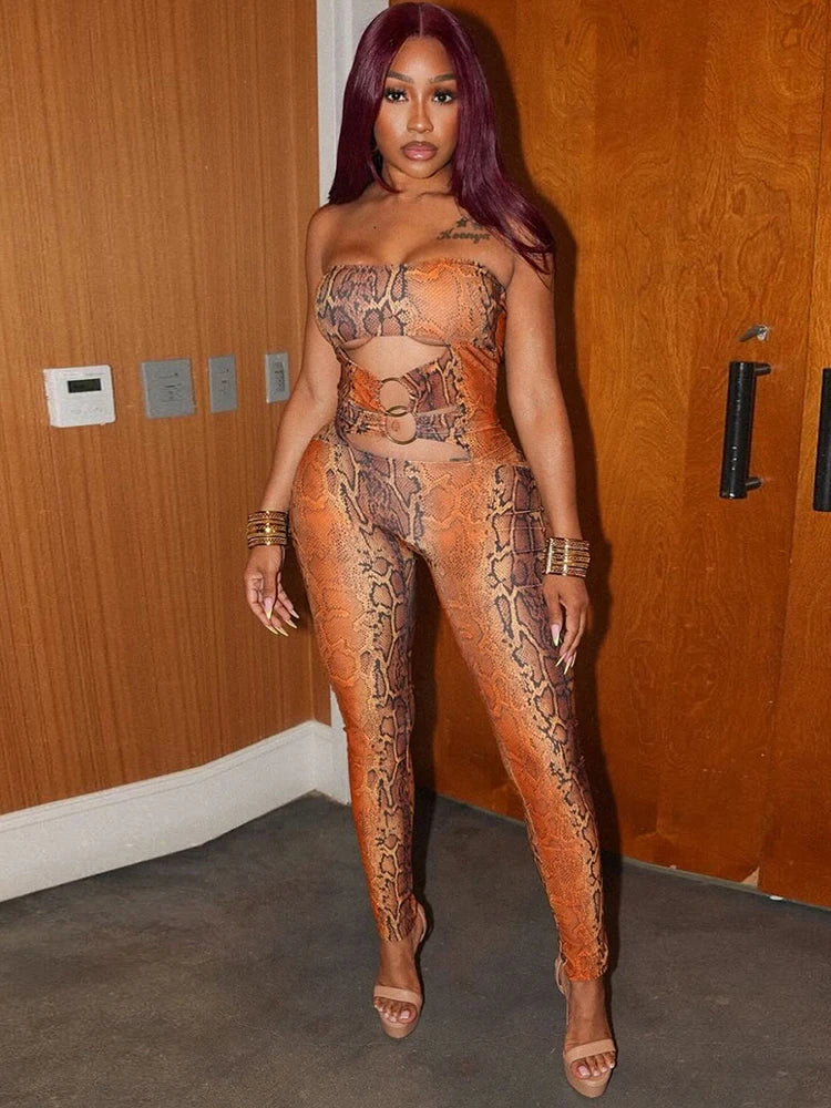 Weird Puss Sexy Snake Print Set