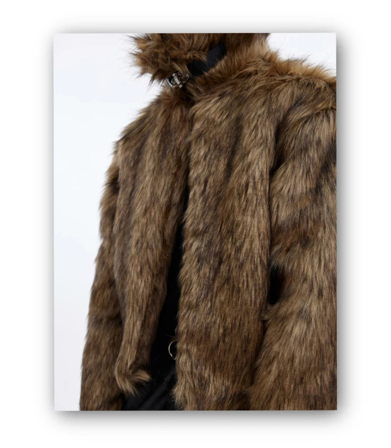 Mauroicardi Winter Short Hairy Soft Faux Fur Coat
