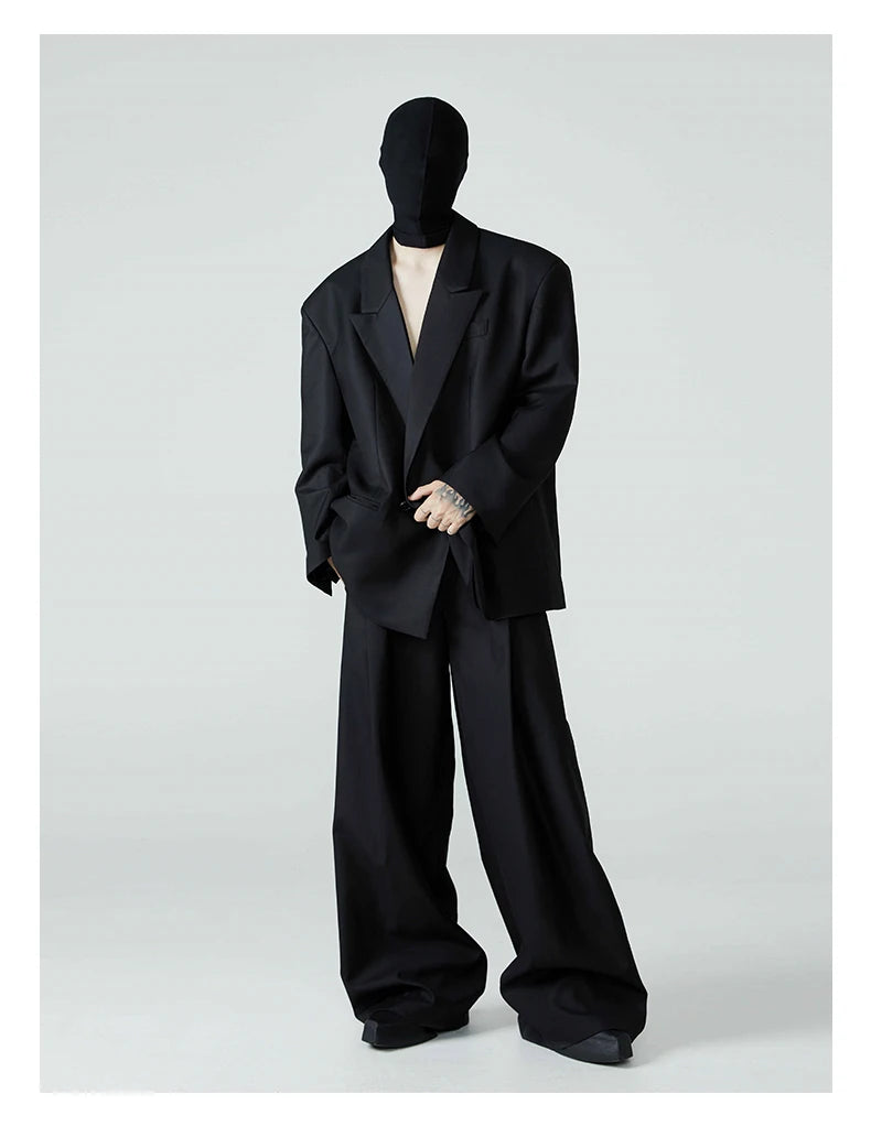 Mauroicardi Casual Baggy Pleated Wide Leg Pants