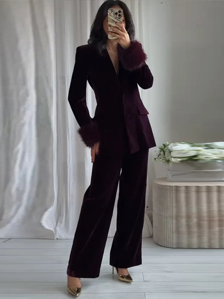 Velvet Faux Fur Suit
