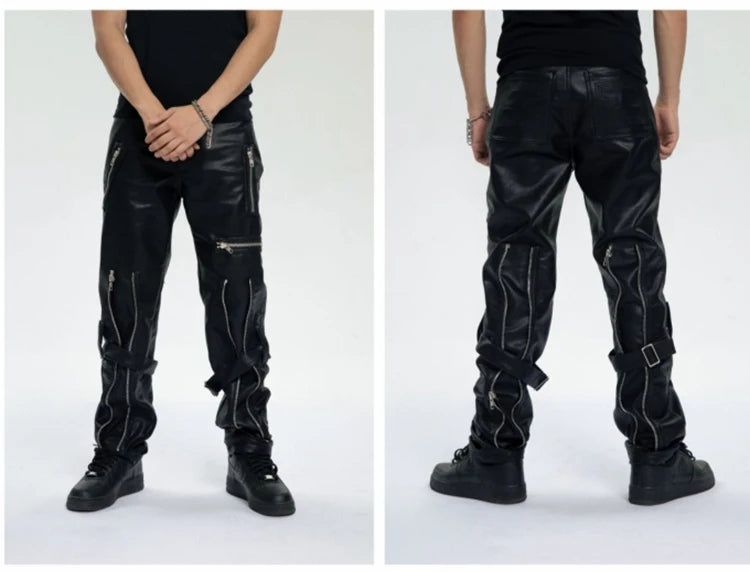 Mauroicardi Spring Black Pu Leather Pants