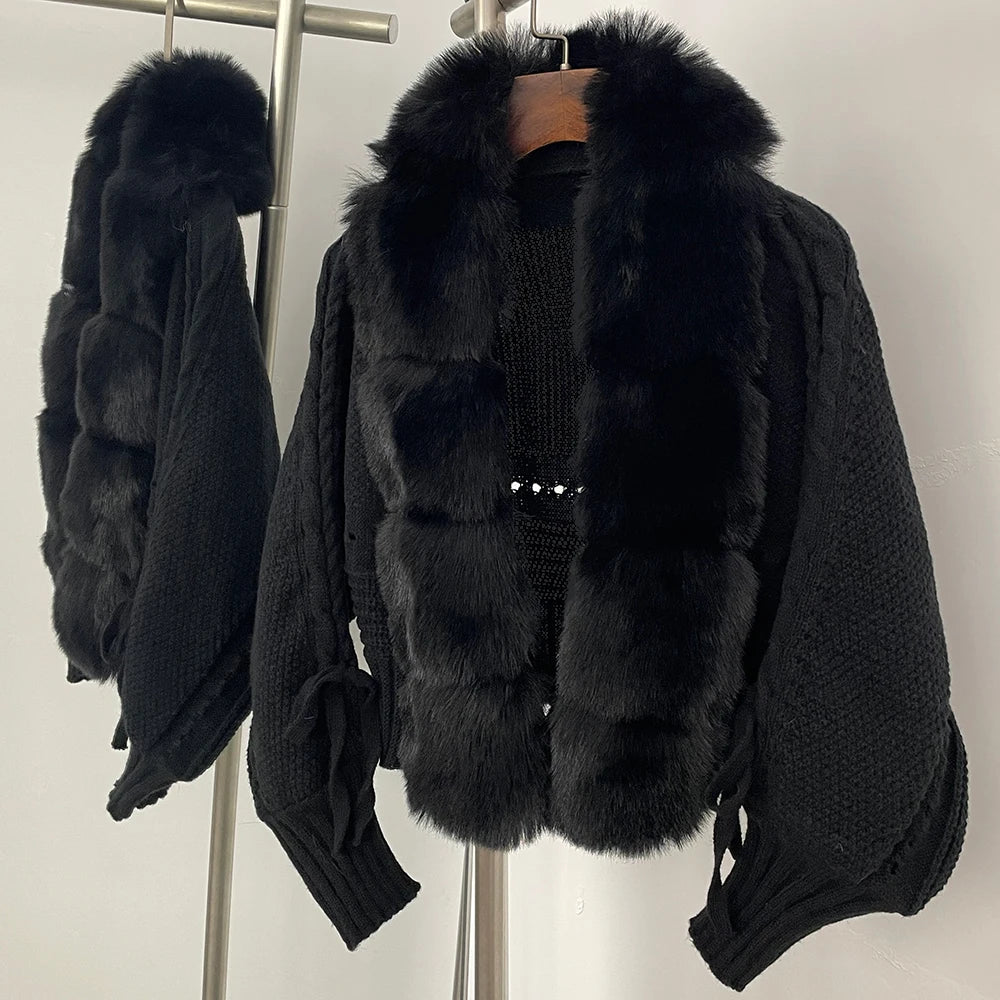 OFTBUY Faux Fur Cropped Coat