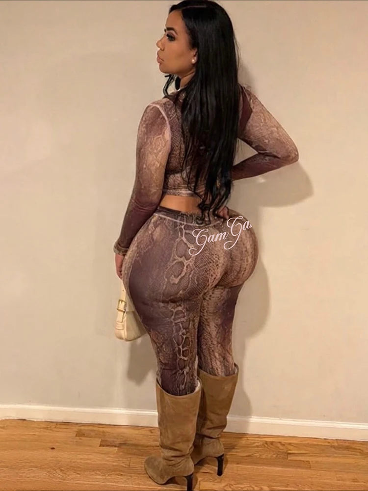 Weird Puss Letter Snake Print Tracksuit