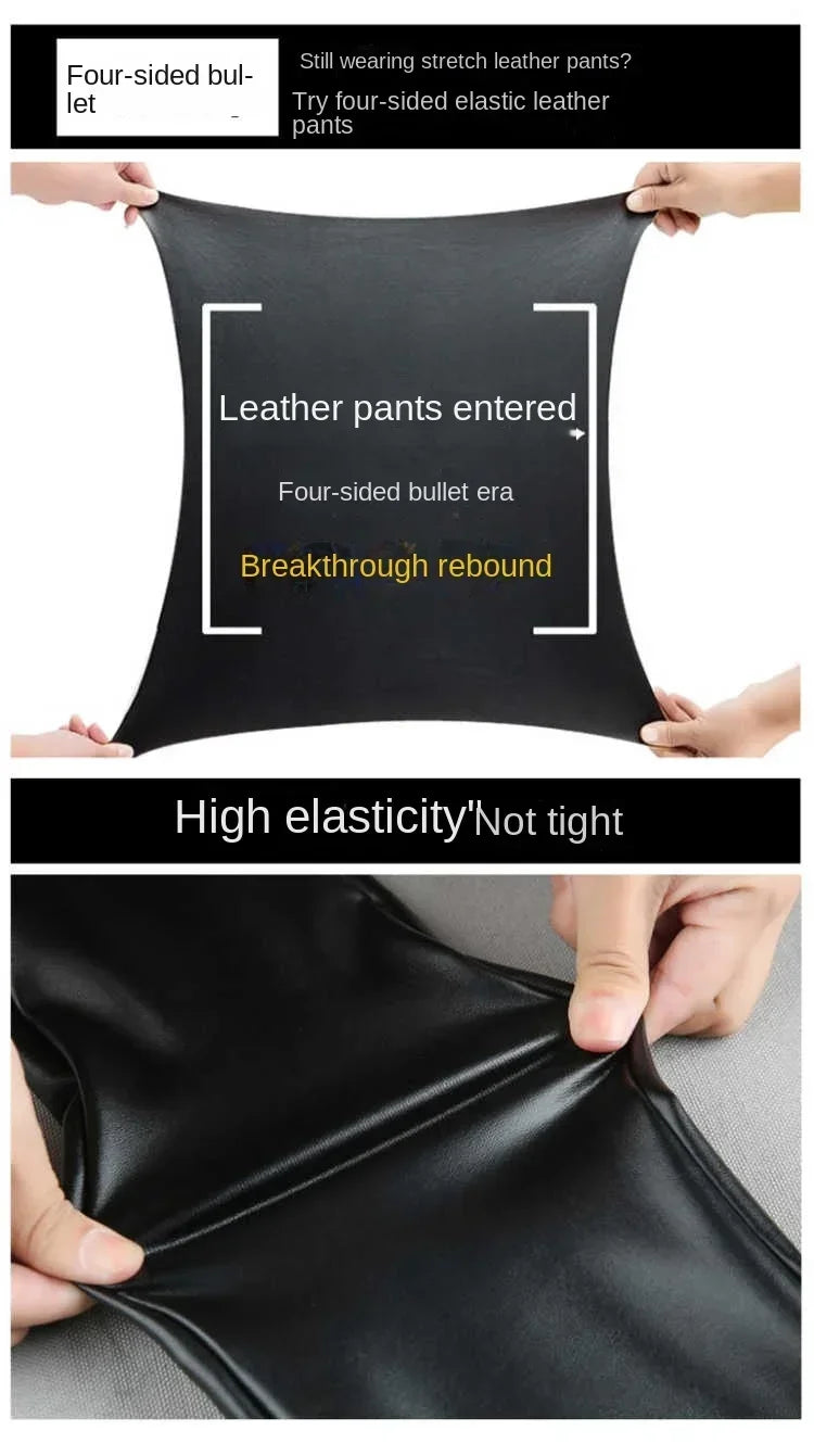 Cashmere PU Leather Pants