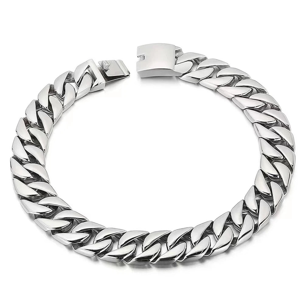 24mm 31mm  Gold Color Cuban Chain Choker Necklace Bracelet Set