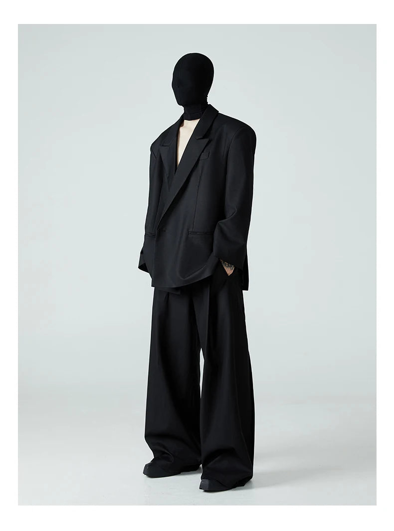 Mauroicardi Casual Baggy Pleated Wide Leg Pants