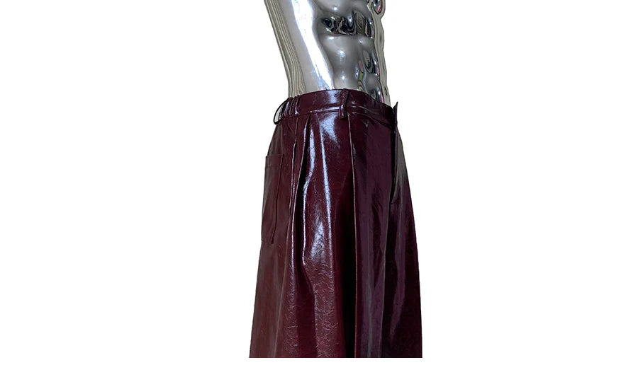 Mauroicardi Shiny Burgundy Pu Leather Straight Short
