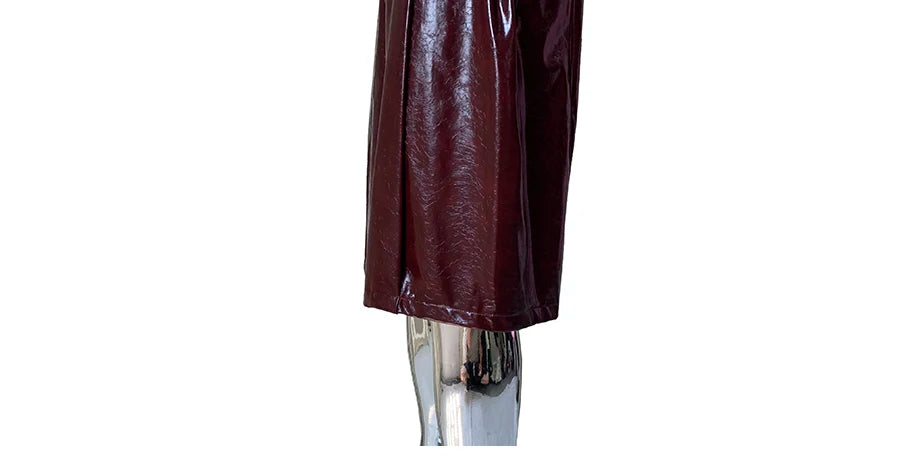 Mauroicardi Shiny Burgundy Pu Leather Straight Short