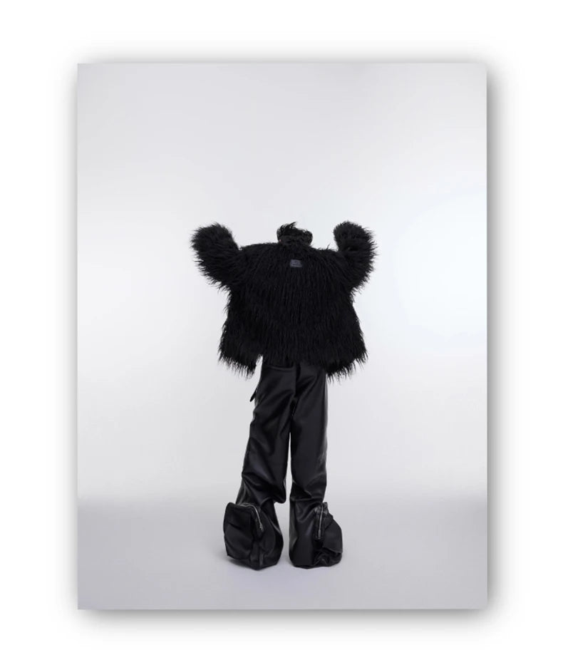 Mauroicardi Winter Shaggy Faux Mongolian Fur Coat