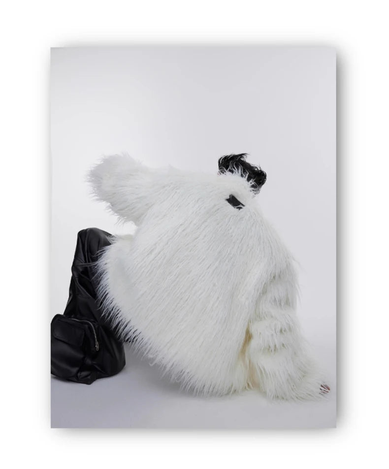 Mauroicardi Winter Shaggy Faux Mongolian Fur Coat