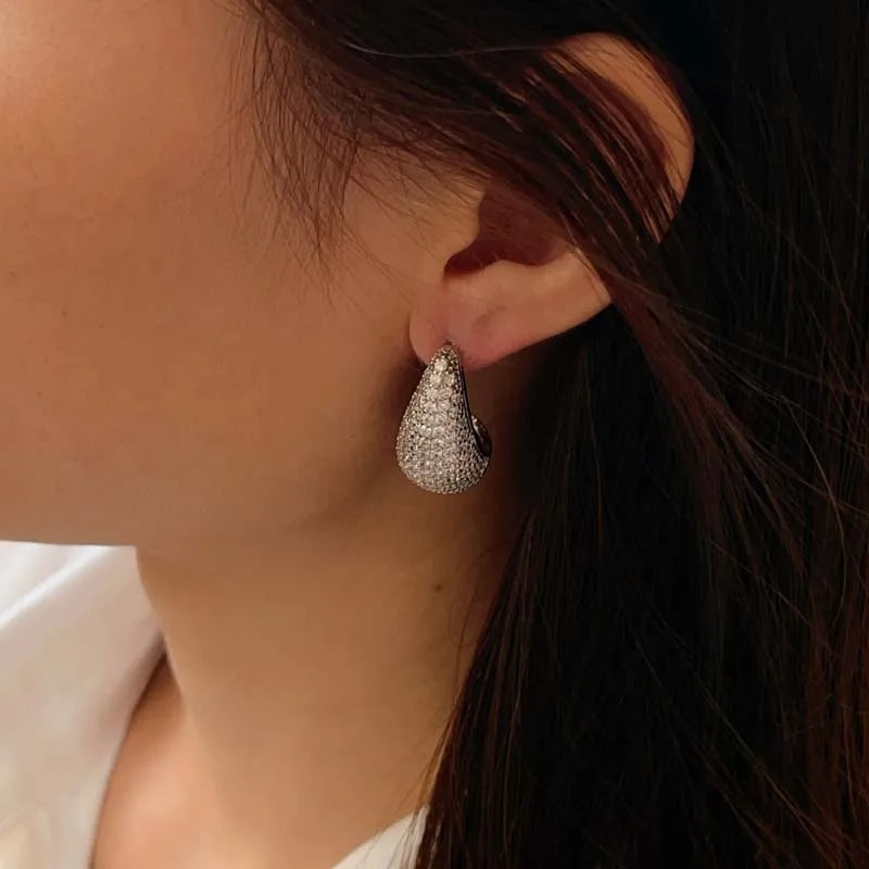 Luxury Shiny Zircon Big Water Drop Stud Earrings