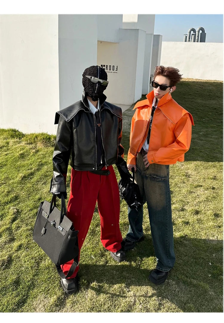 Mauroicardi Spring Autumn  Faux Leather Jacket