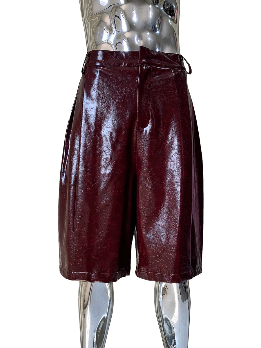 Mauroicardi Shiny Burgundy Pu Leather Straight Short