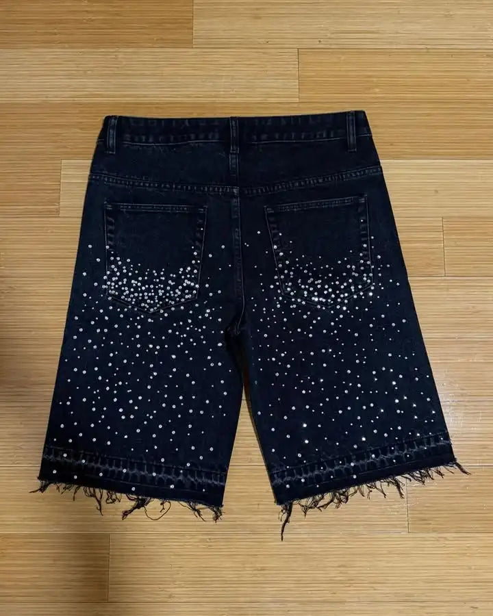 Vintage Cross Rhinestone Denim Jorts