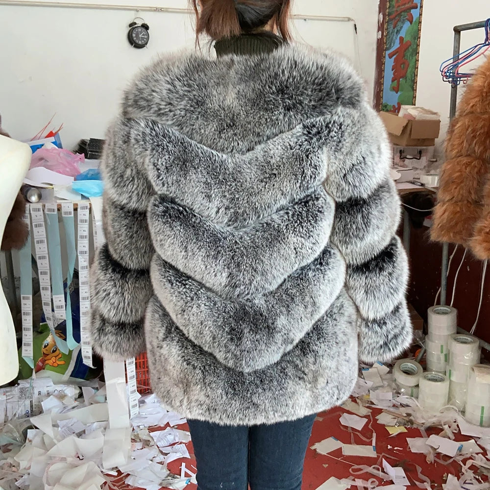 QUEENTINA  Natural Fox Fur Coat