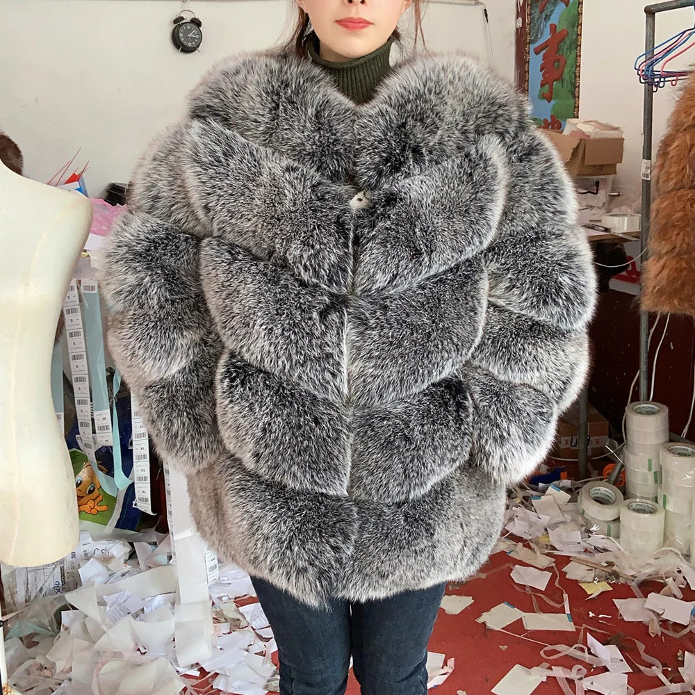 QUEENTINA  Natural Fox Fur Coat