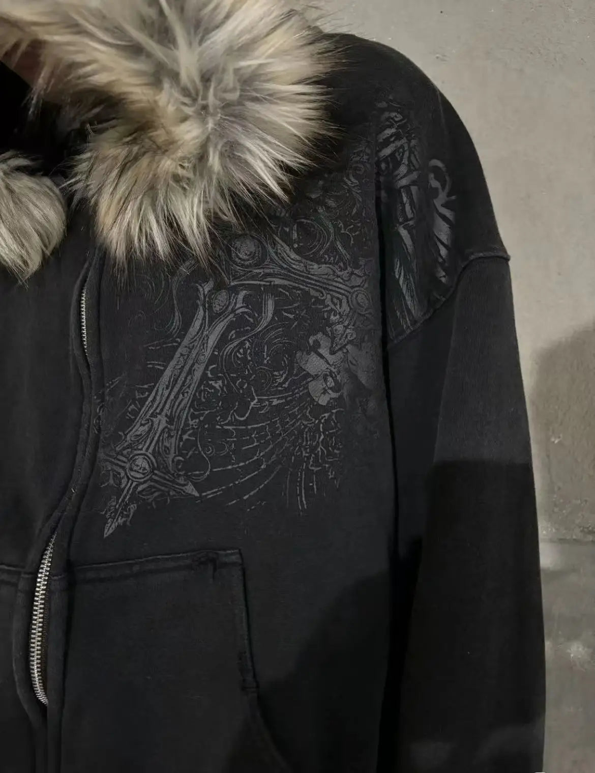 Harajuku Hoodie Skull Cross Print