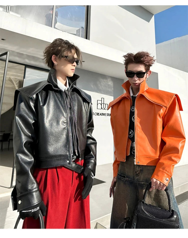 Mauroicardi Spring Autumn  Faux Leather Jacket