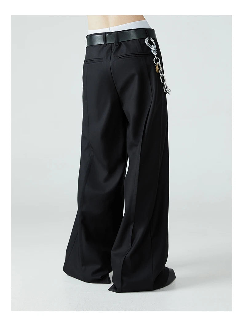 Mauroicardi Casual Baggy Pleated Wide Leg Pants