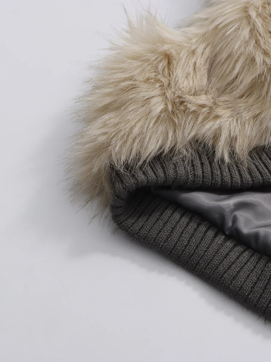 TWOTWINSTYLE V Neck Sleeveless Patchwork Fur Top