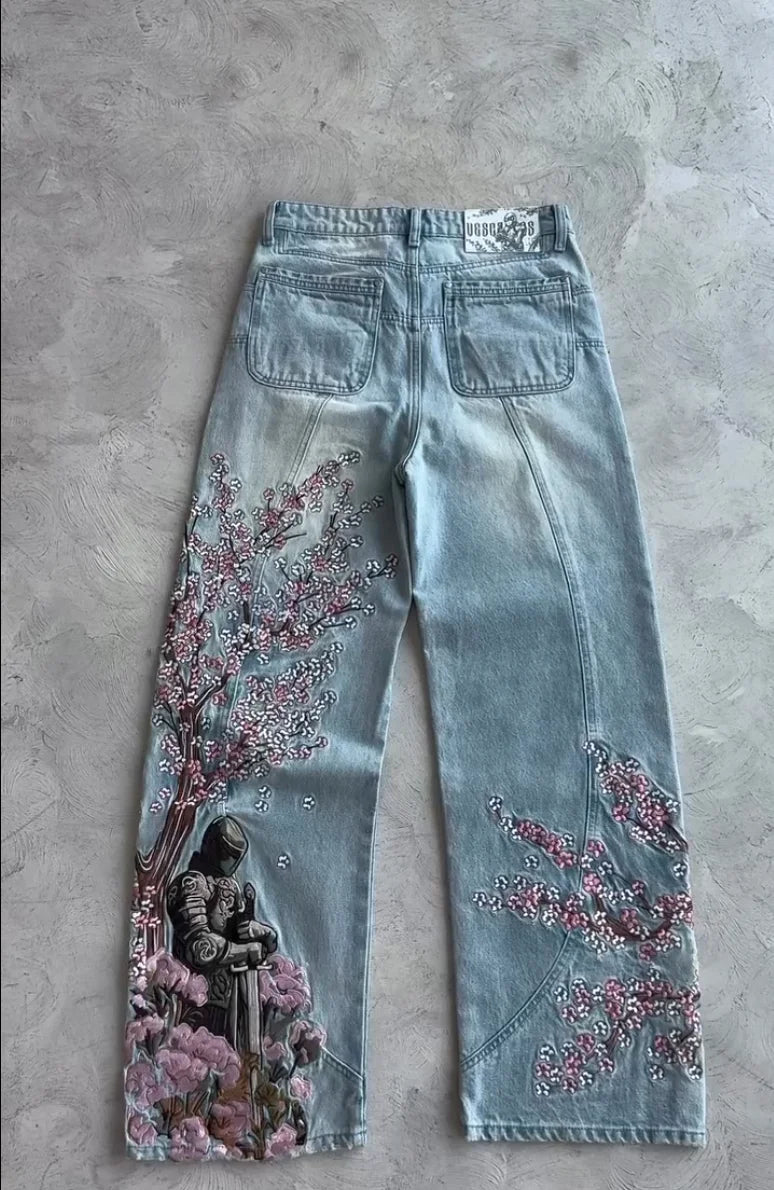 Retro Cherry Blossom Black Knight Jean