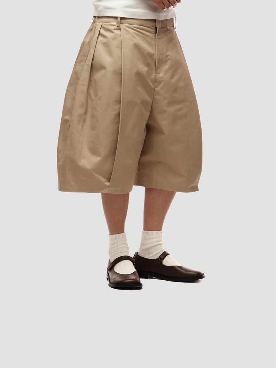 Mauroicardi Baggy Casual Khaki Wide Leg Shorts