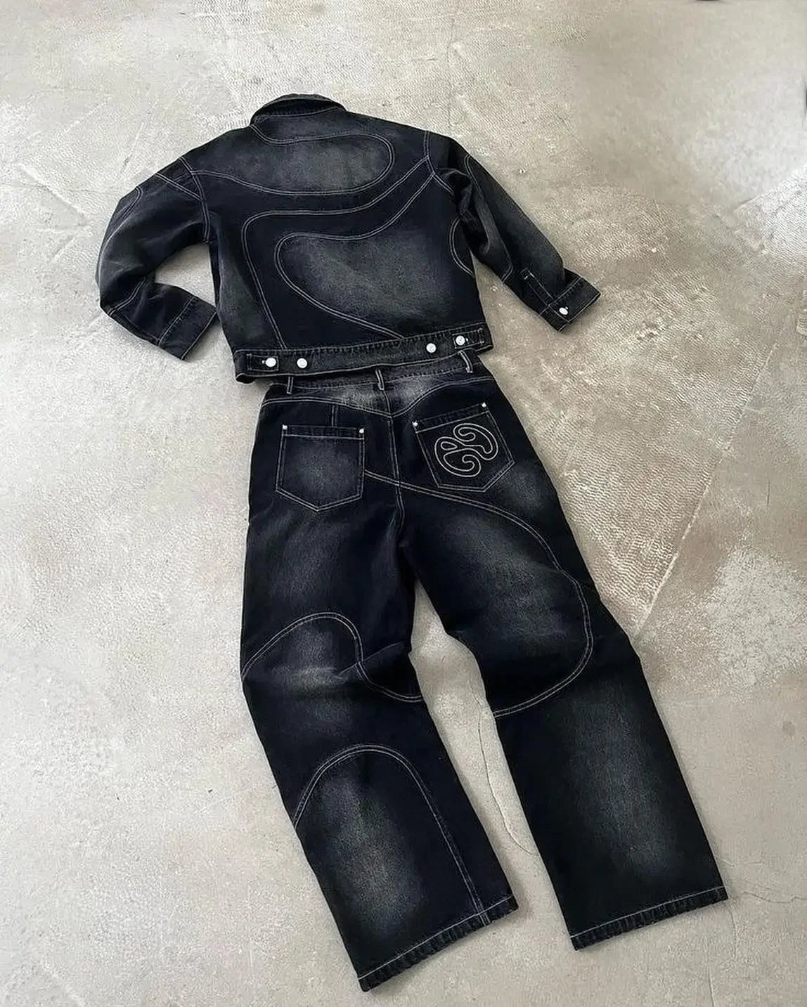 Y2K Motorcycle Denim Set