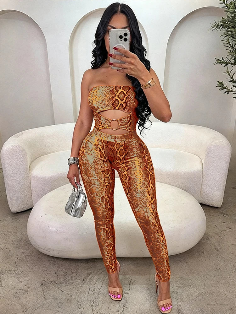 Weird Puss Sexy Snake Print Set