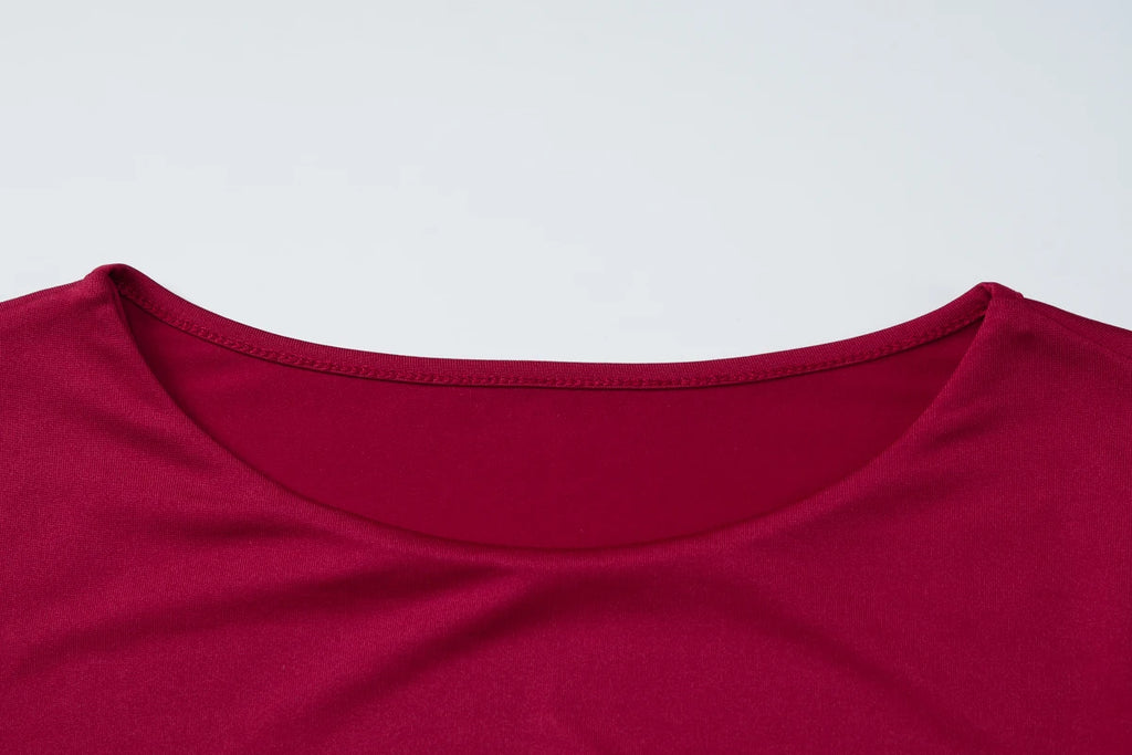 Dulzura O-Neck Long Sleeve Ruched Slim Fit T-Shirt