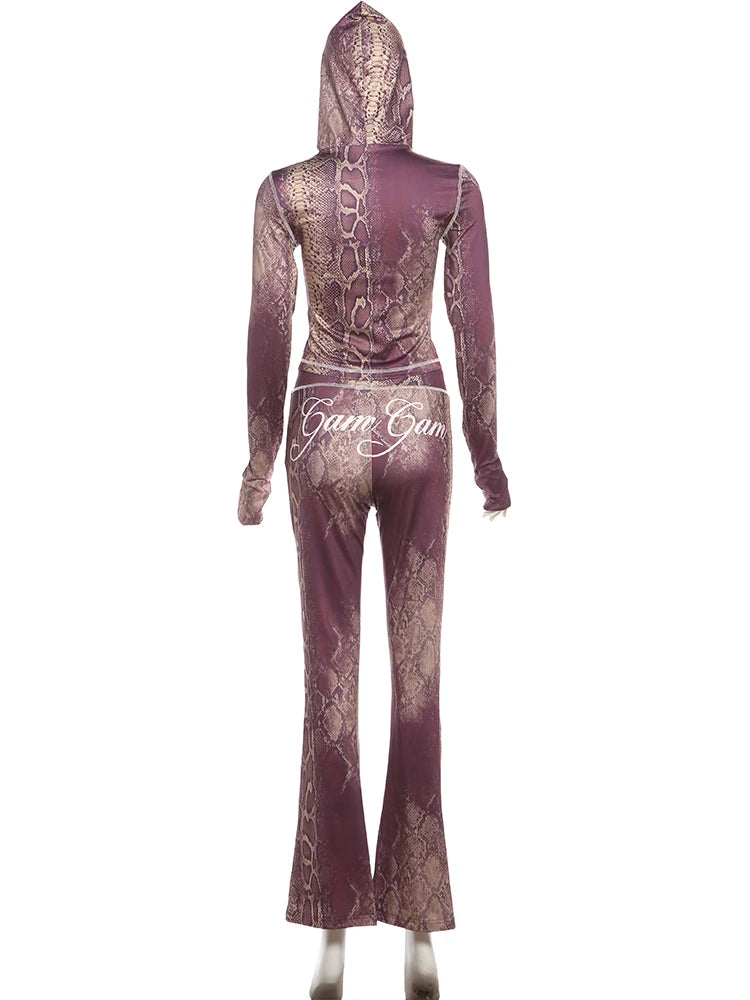 Weird Puss Letter Snake Print Tracksuit