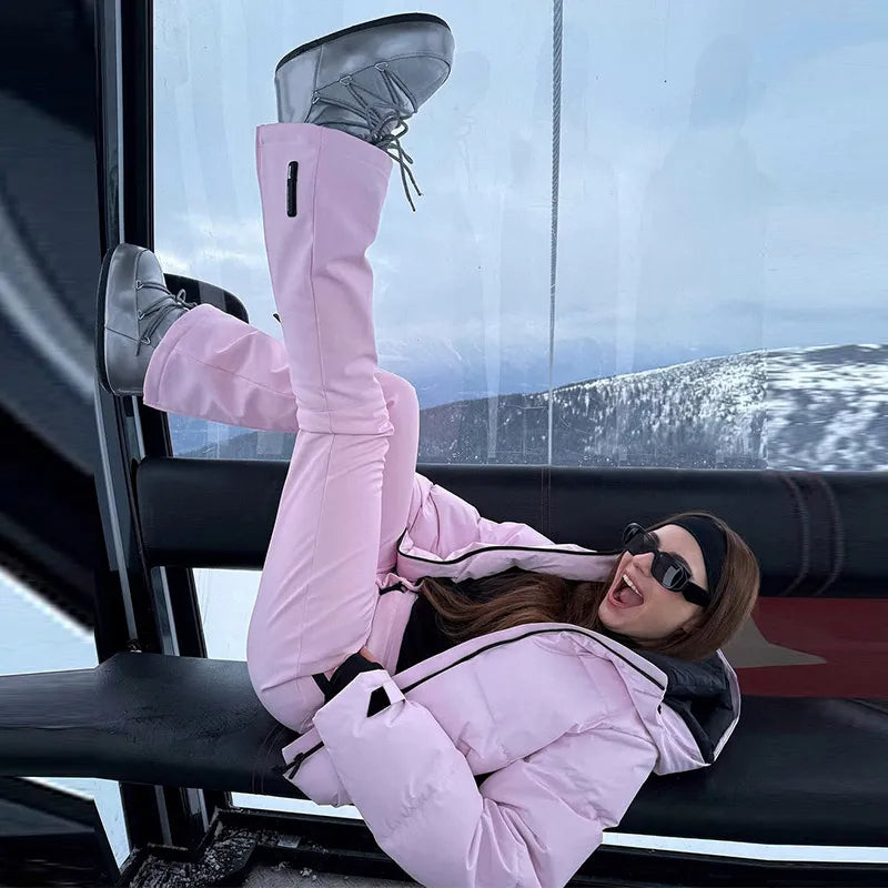 Windproof Two Piece Women Ski Suit