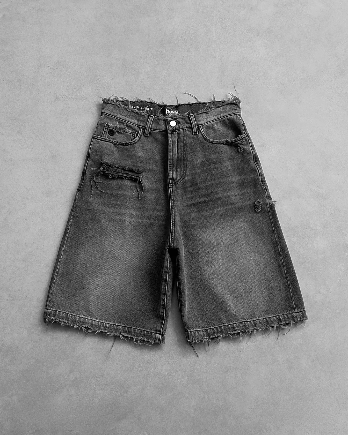 Y2k Black Punk Wash Baggy Jorts