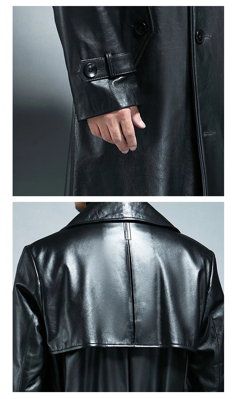 Mauroicardi Waterproof Pu Leather Trench Coat