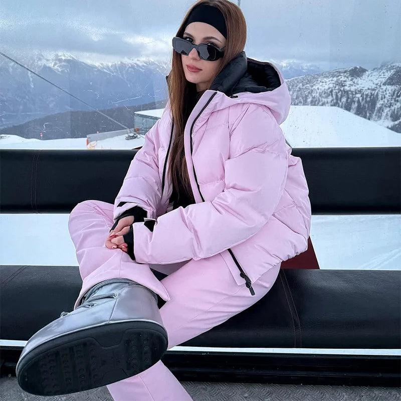 Windproof Two Piece Women Ski Suit